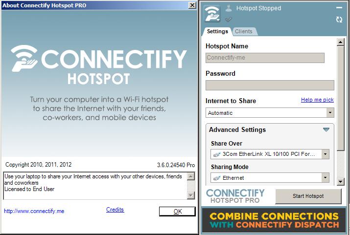 ������ ����� ������� ���� ����� ������ Connectify Hotspot Pro 4.2.0.26.088 ���� Connectify Hotspot